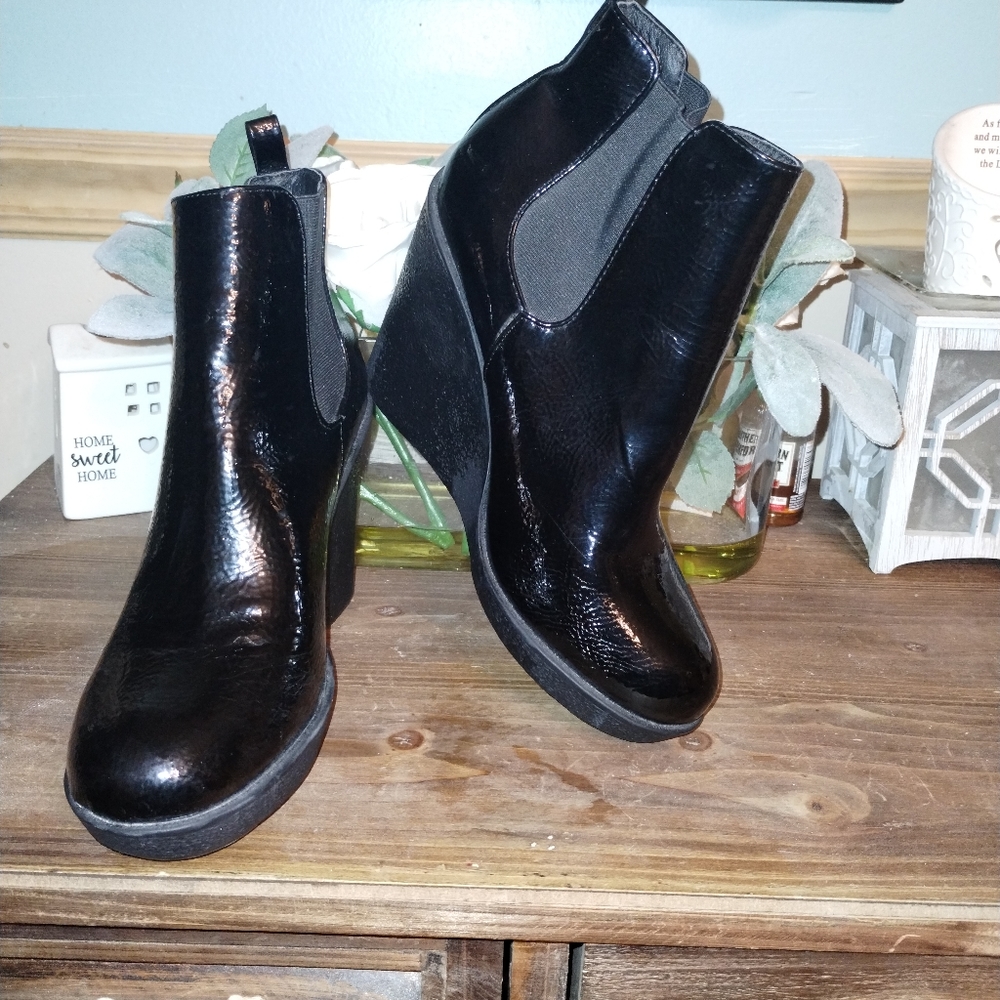 Mark. black wedge boots